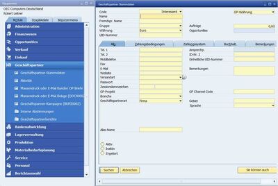SAP Business One business partner master data