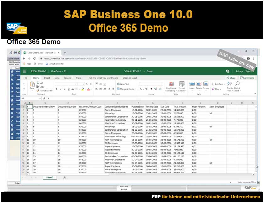 SAP Business One 10 Office 365 Demo